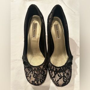 Steve Madden Round Toe Black Lace Heel 7 M